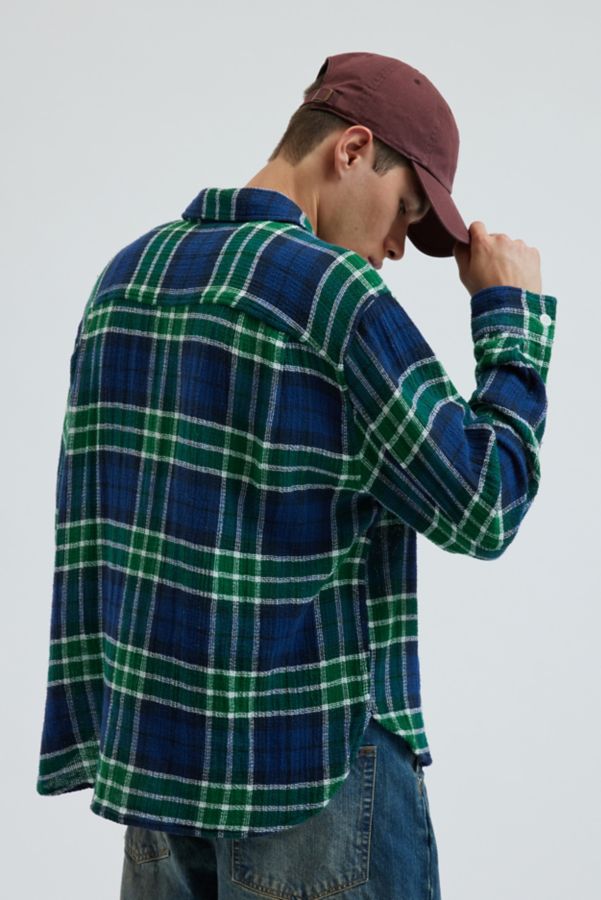 Slide View: 3: BDG Open Weave Plaid Button-Down Overshirt