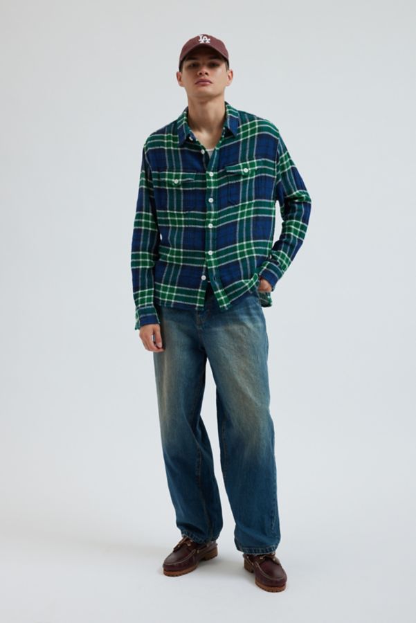 Slide View: 4: BDG Open Weave Plaid Button-Down Overshirt