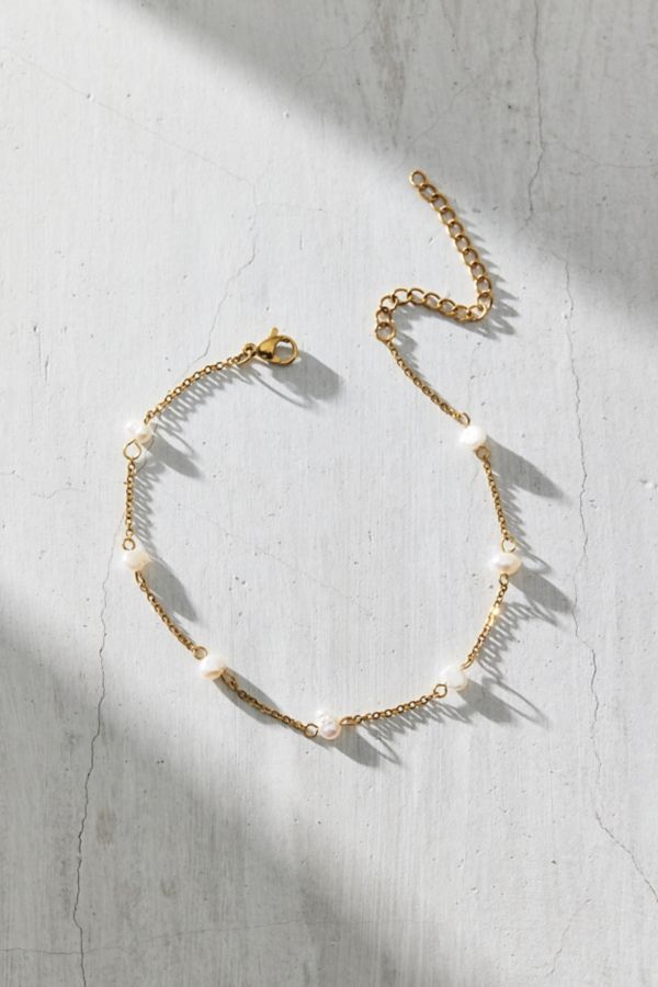 Slide View: 2: Ellie Vail Rosette Pearl Chain Anklet