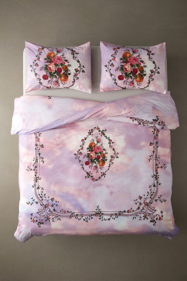 Slide View: 2: Housse de Couette Celestina Floral en Percale de Coton Légère