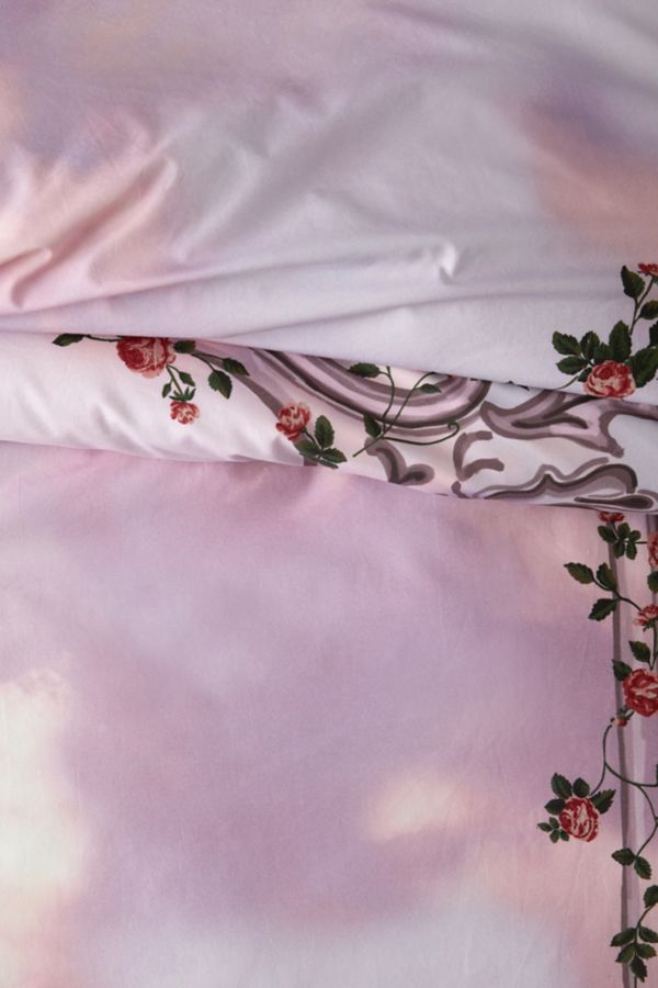 Slide View: 3: Housse de Couette Celestina Floral en Percale de Coton Légère