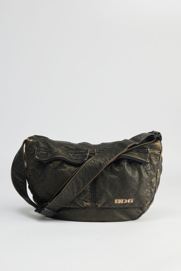 Slide View: 1: BDG Washed Faux Leather Sling Bag