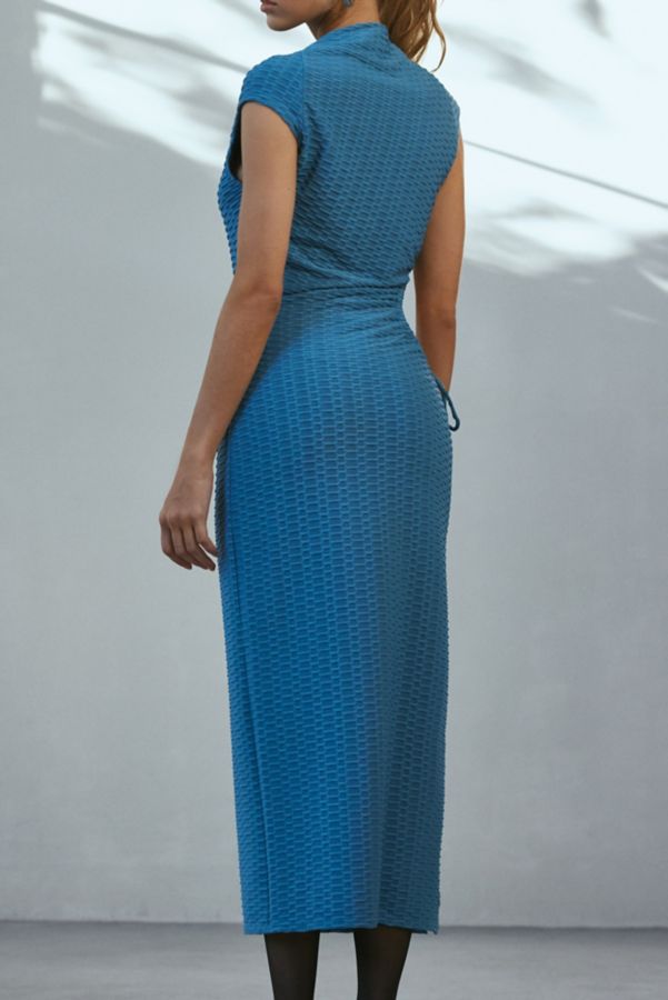 Slide View: 4: Another Girl Textured Knit Drape Mockneck Midi Dress