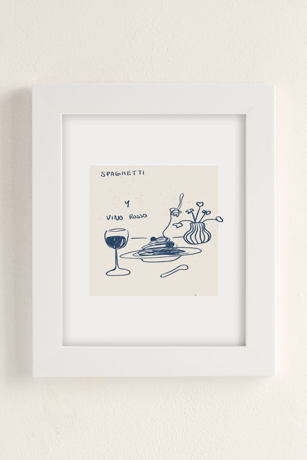 Slide View: 1: Sabina Fenn Illustration Spaghetti And Red Wine Art Print