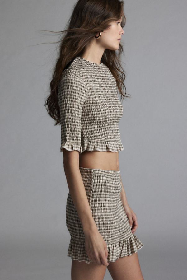 Slide View: 2: Glamorous Shirred Gingham Top & Skirt Set