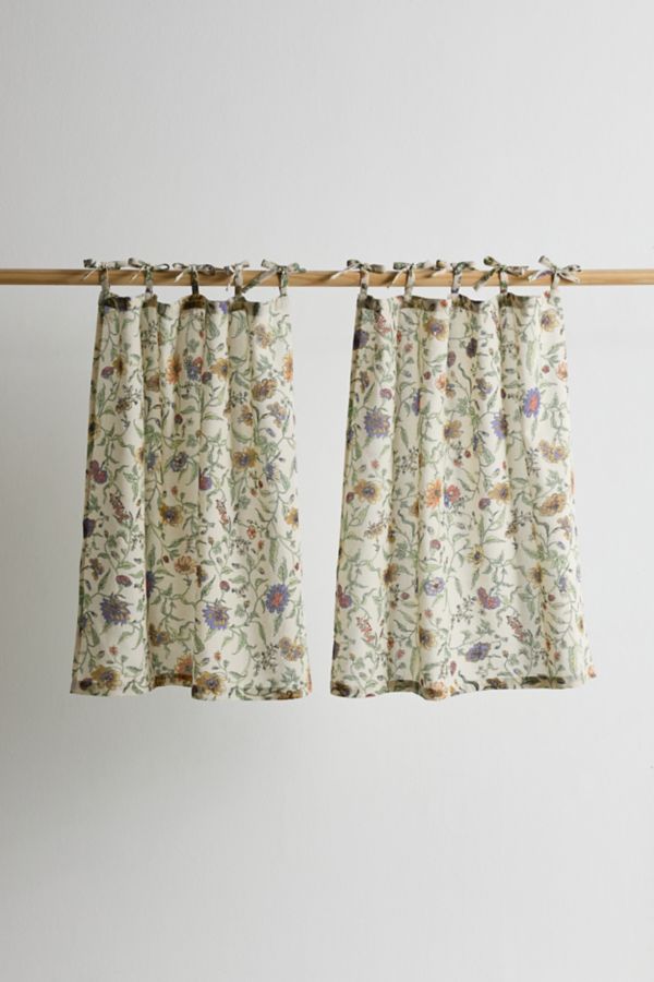 Slide View: 2: Tie Top Printed Café Curtain Set