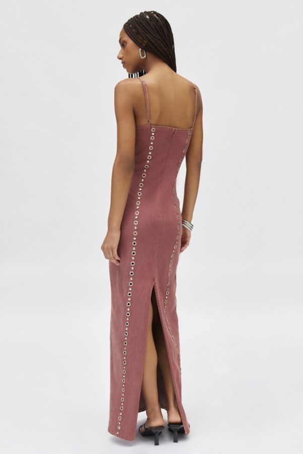 Slide View: 5: By.Dyln Magda Studded Denim Maxi Dress