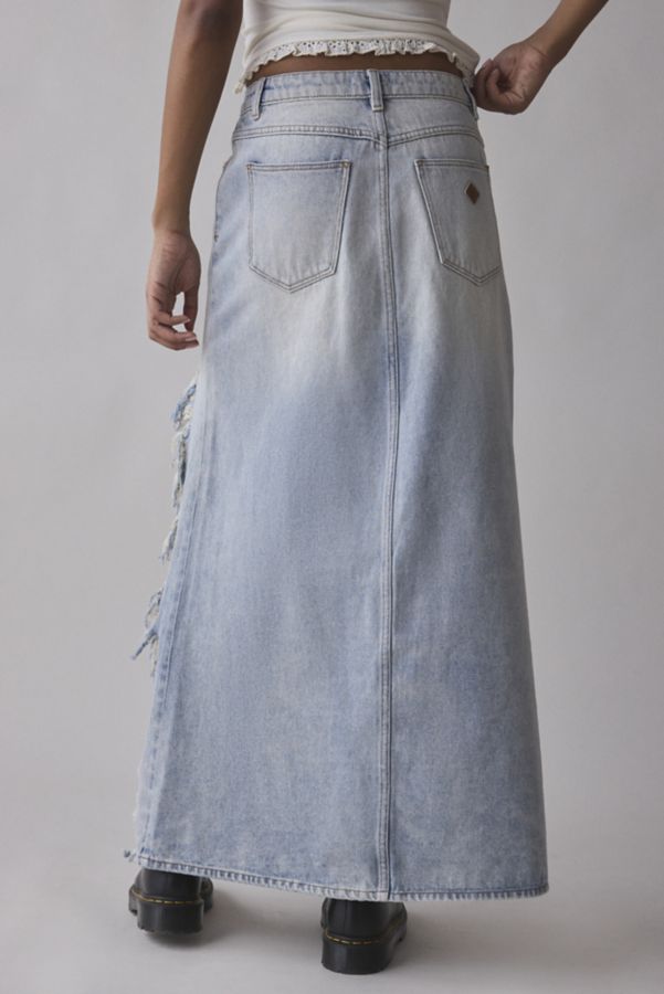 Slide View: 4: Abrand 95 Cater Destructed High-Low Denim Maxi Skirt