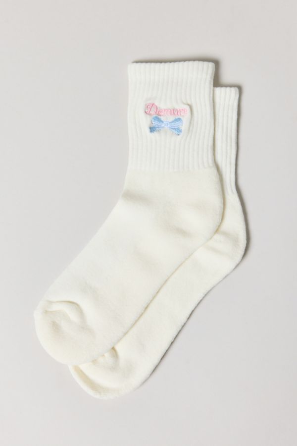 Slide View: 2: Icon Embroidered Quarter Crew Sock