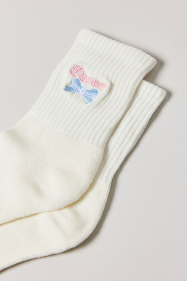 Slide View: 3: Icon Embroidered Quarter Crew Sock