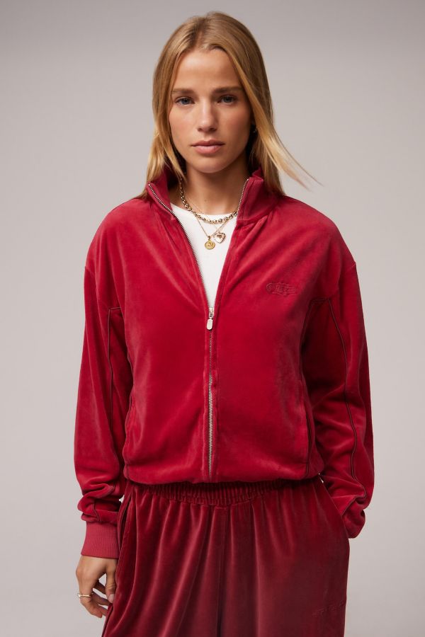 Slide View: 1: iets frans... Harri Red Velour Track Top