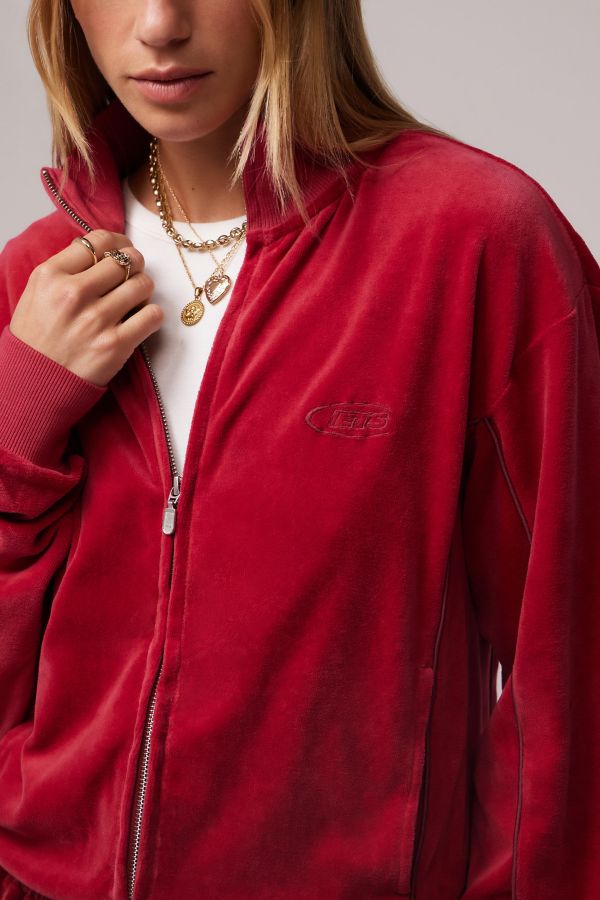 Slide View: 2: iets frans... Harri Red Velour Track Top