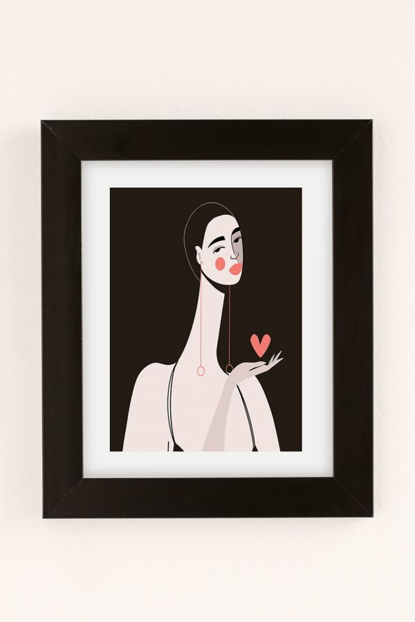 Slide View: 2: Maritza Lisa Girl With Pink Heart Art Print