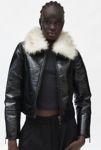 Thumbnail View 1: Unreal Fur Wet Look Aviator Jacket