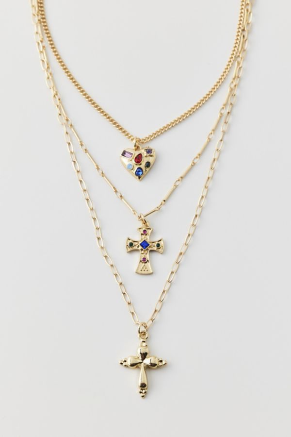 Slide View: 1: Bella Cross Layered Necklace