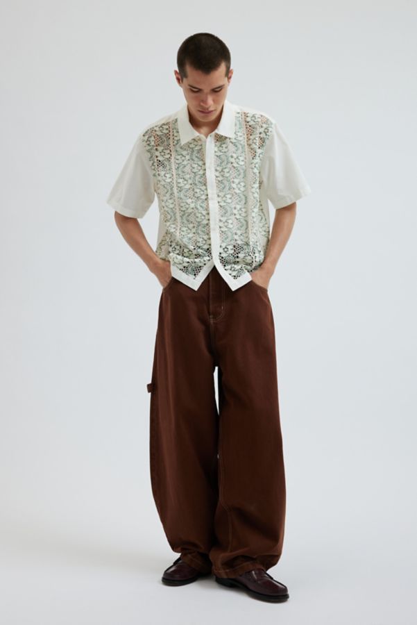 Slide View: 4: BDG Crochet Lace Short Sleeve Button-Down Shirt