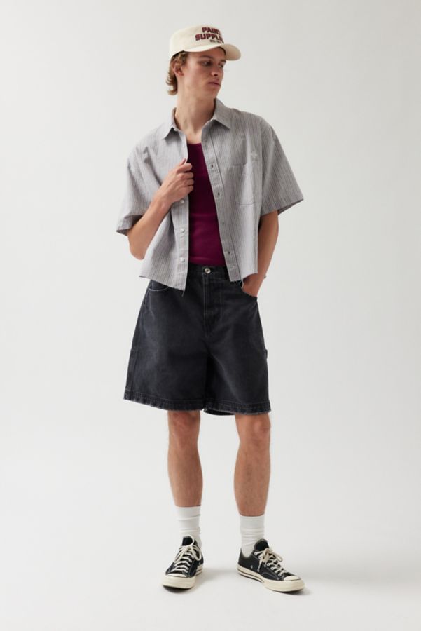 Slide View: 3: UO Stripe Pattern Cut-Off Oxford Shirt