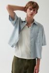 Thumbnail View 1: UO Striped Short Sleeve Cut-Off Oxford Button-Down Shirt