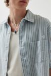 Thumbnail View 5: UO Striped Short Sleeve Cut-Off Oxford Button-Down Shirt