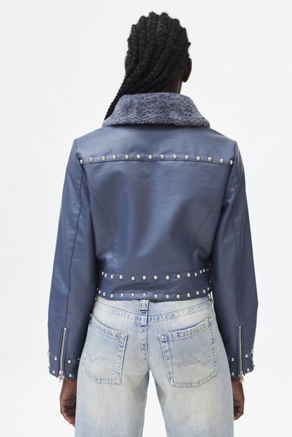 Slide View: 4: Silence + Noise Studded Faux Leather Jacket