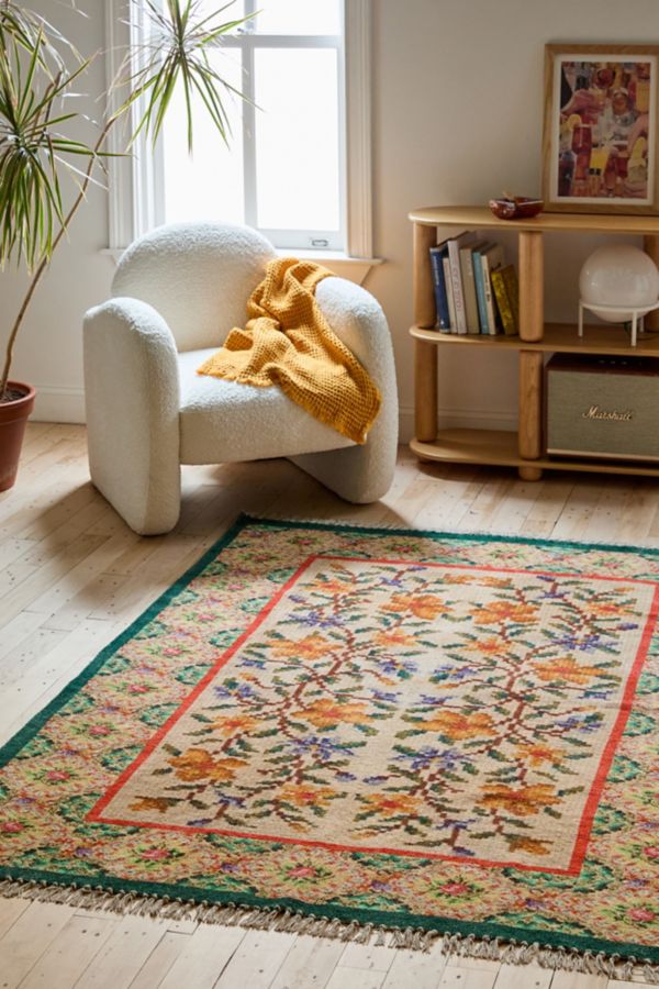 Slide View: 2: Evelyn Needlepoint Digital Printed Rug