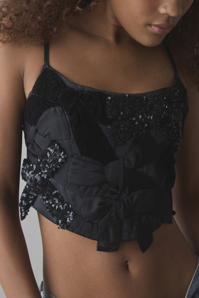 LoveShackFancy Woodley Bow Bustier Top