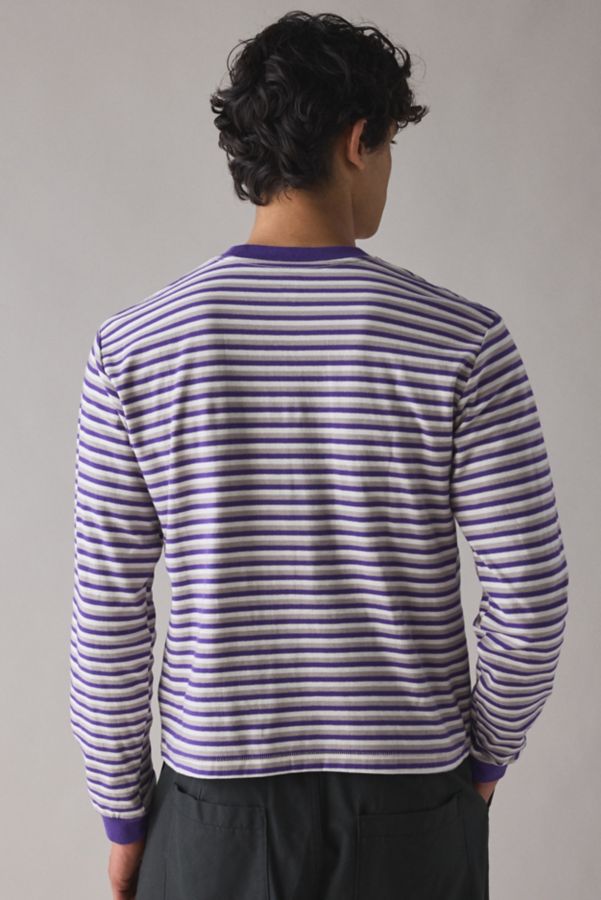 Slide View: 2: BDG Bonfire Stripe Cropped Long Sleeve Pocket Tee