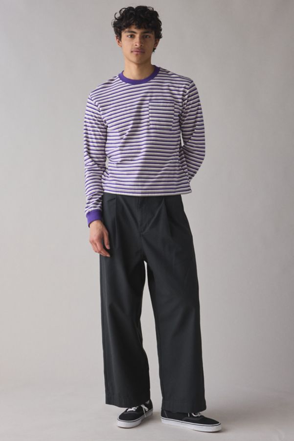 Slide View: 3: BDG Bonfire Stripe Cropped Long Sleeve Pocket Tee