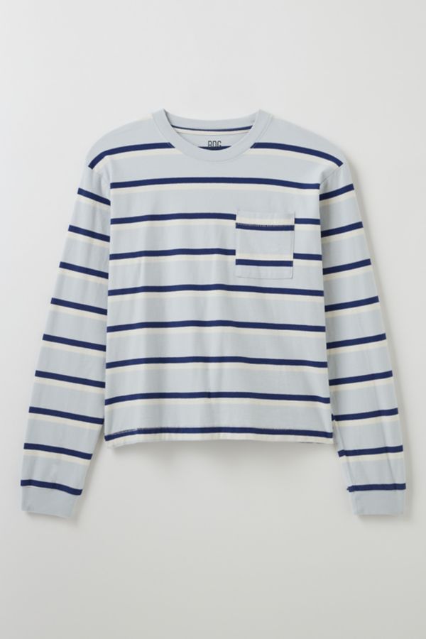 Slide View: 2: BDG Bonfire Stripe Cropped Long Sleeve Pocket Tee