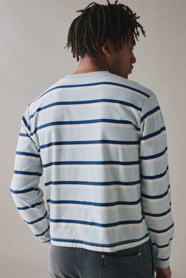 Slide View: 3: BDG Bonfire Stripe Cropped Long Sleeve Pocket Tee