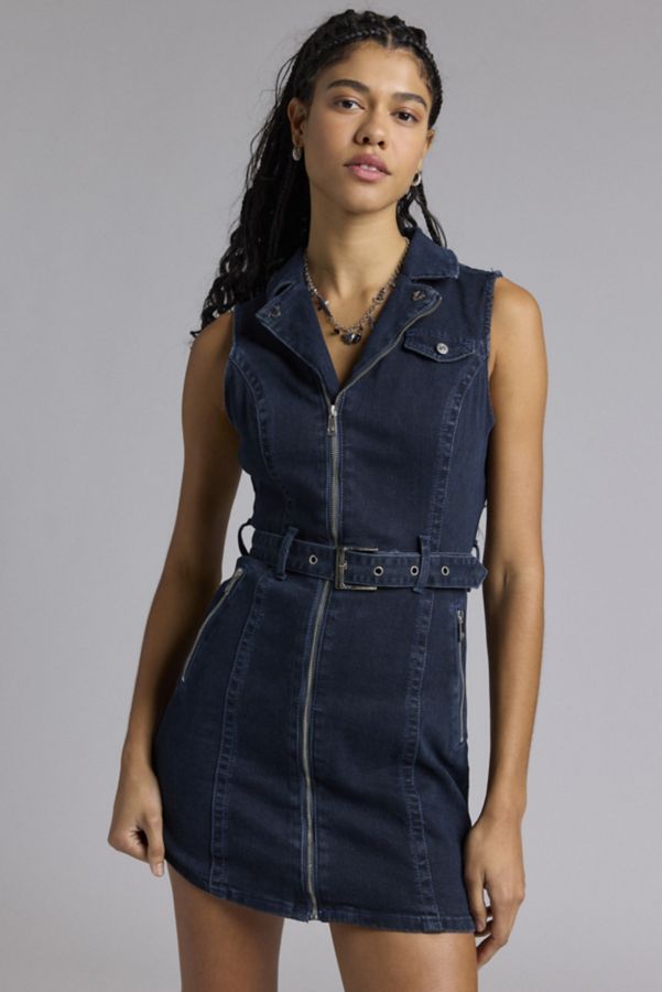 Slide View: 1: True Religion Moto Denim Mini Dress