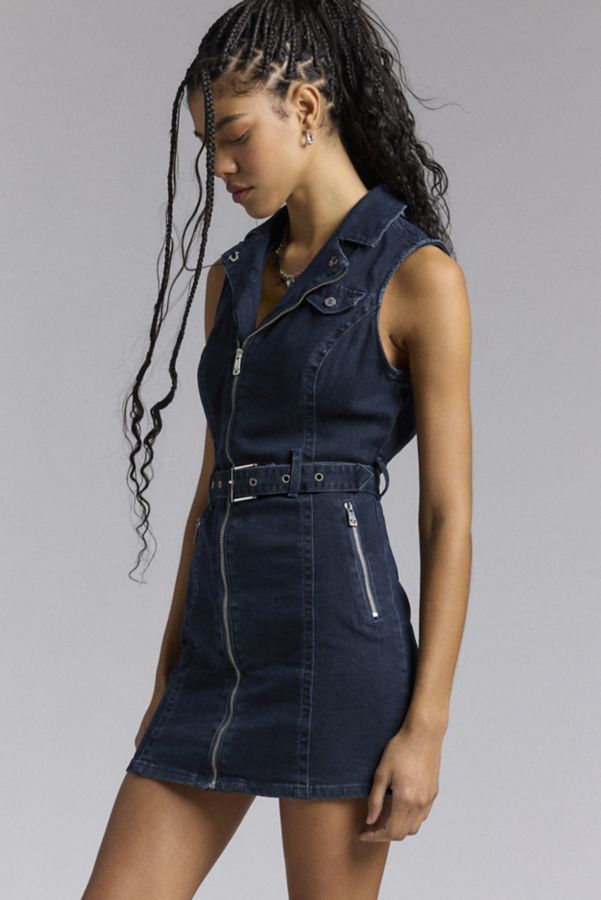 Slide View: 3: True Religion Moto Denim Mini Dress