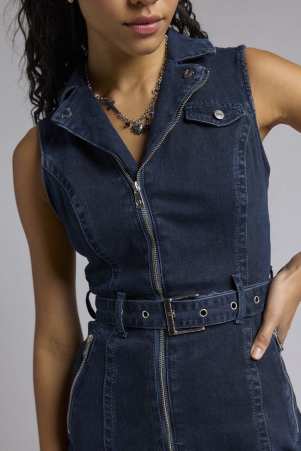 Slide View: 4: True Religion Moto Denim Mini Dress