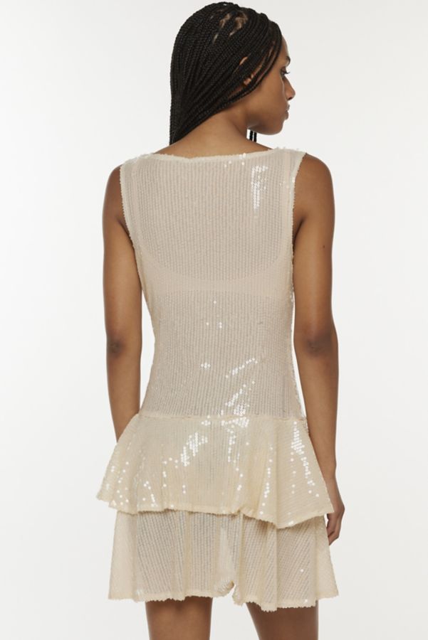 Slide View: 3: Motel Sequin Drop-Waist Mini Dress