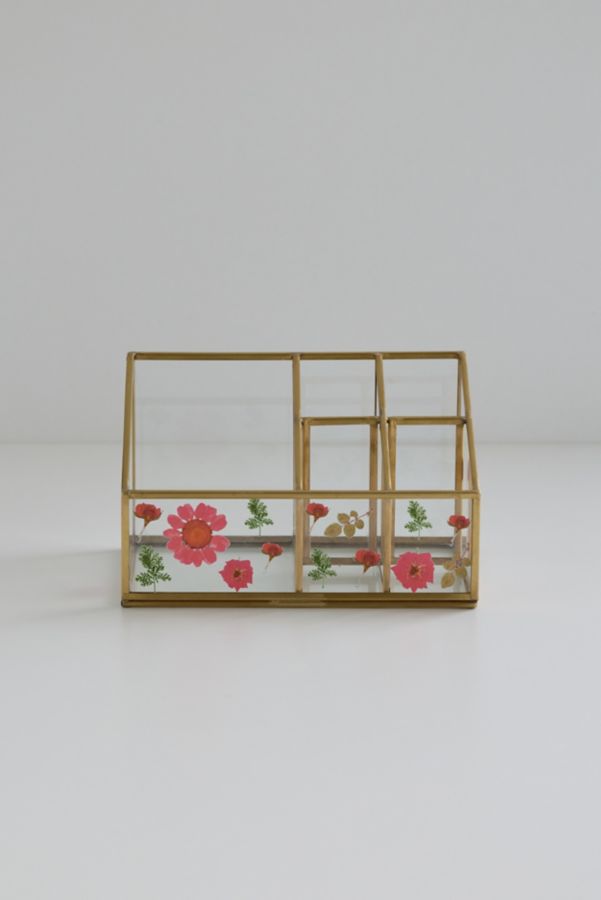 Slide View: 3: Pressed Flower Glass Makeup Organizer