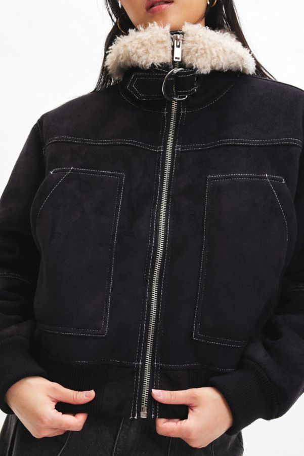 Slide View: 3: BDG August Faux Suede Bomber Jacket