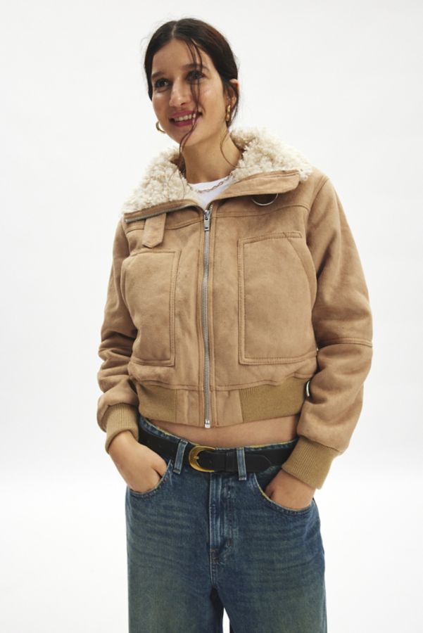 Slide View: 3: BDG August Faux Suede Bomber Jacket