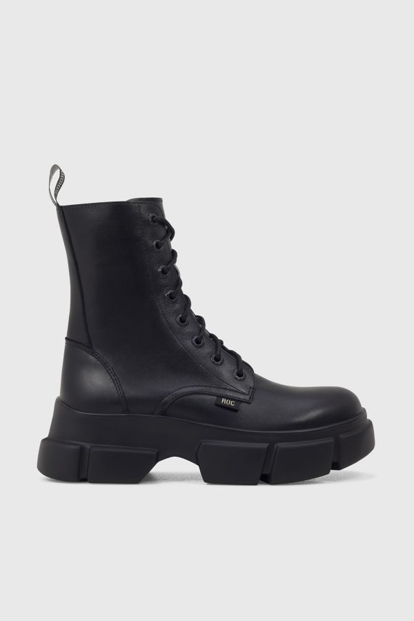 Slide View: 2: ROC Roadie Leather Platform Combat Boot