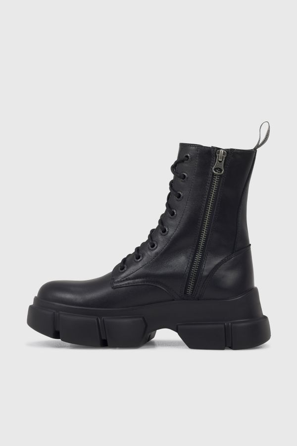 Slide View: 4: ROC Roadie Leather Platform Combat Boot