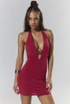 Thumbnail View 1: Silence + Noise Viola Belted Plunge Halter Mini Dress