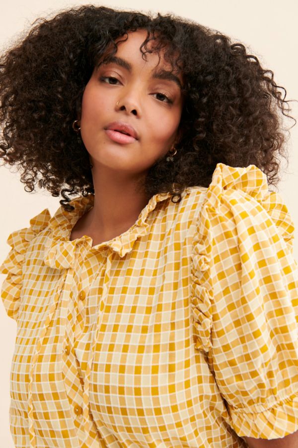 Slide View: 3: Nuuly Says Gah! Meg Plaid Buttoned Blouse