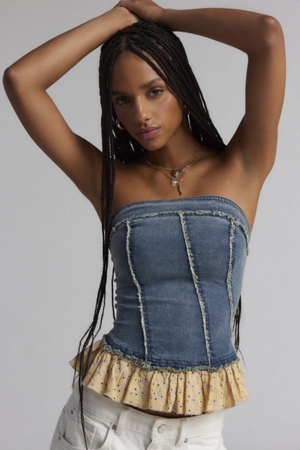 Slide View: 1: Kimchi Blue Dani Denim Tube Top