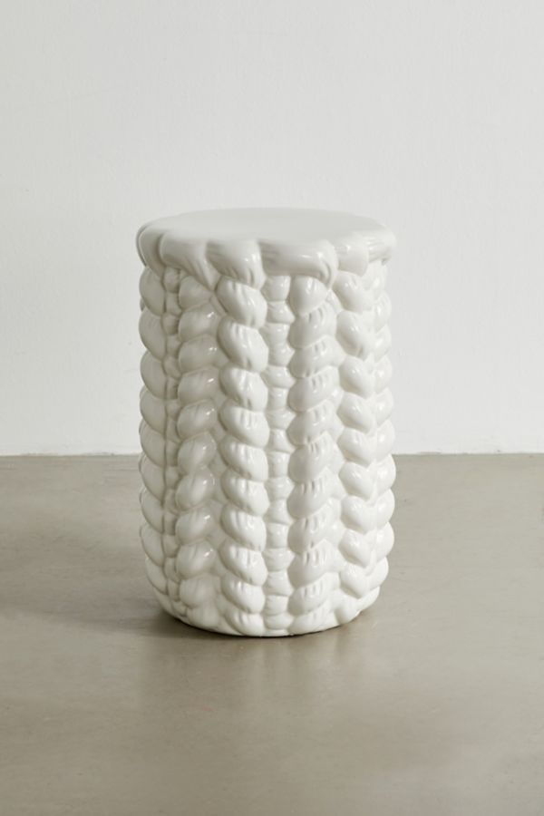 Slide View: 2: Puffy Knitted Ceramic Side Table