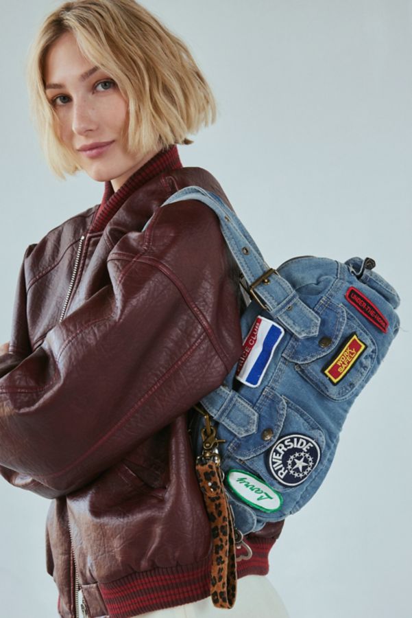 Slide View: 1: BDG Patches Denim Duffle Shoulder Bag