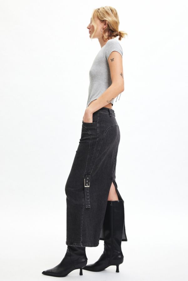 Slide View: 4: BY.DYLN Immy Black Denim Maxi Skirt