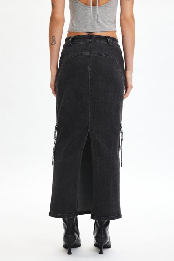 Slide View: 5: BY.DYLN Immy Black Denim Maxi Skirt