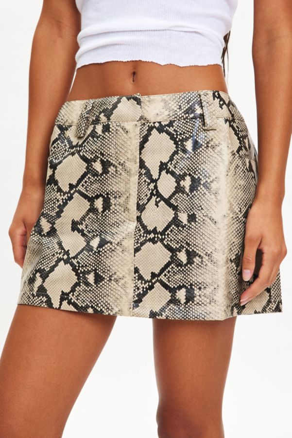 Slide View: 2: By.Dyln Xaavier Snake Print Faux Leather Mini Skirt