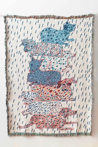 Olivia Wendel Sprinkled Cat and Dogs Blanket