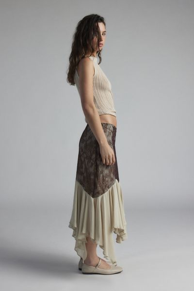 Kimchi Blue Lavinia Lace Asymmetrical Maxi Skirt