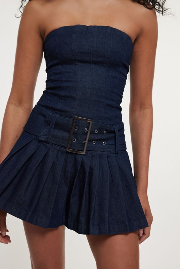 Slide View: 3: Silence + Noise Ellie Belted Denim Mini Dress